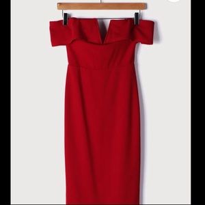 Lulu’s My Favorite Night out off the shoulders bodycon midi dress